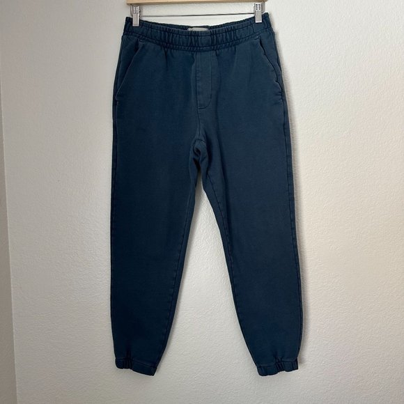 Everlane Track Pants Flat Front Straight Leg High Rise Blue Sz M